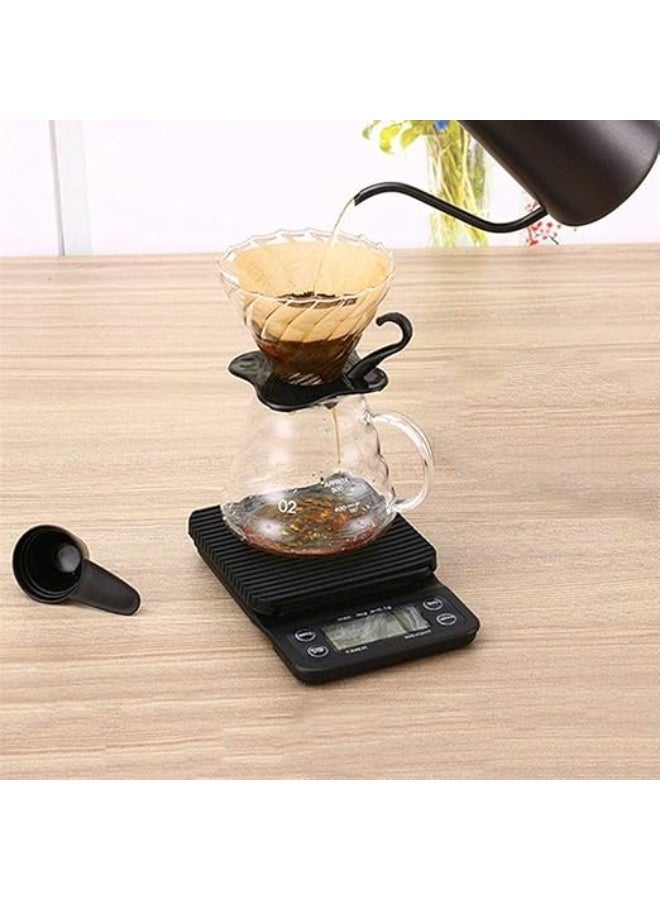 Kitchen Coffee Scale with Timer,  Espresso Scale for Pour Over Coffee, Digital Food Scale, Tare Function, LCD Display, Silicone Cover, Drip Detection (Black19.5 x 13 x 3） - Image 3